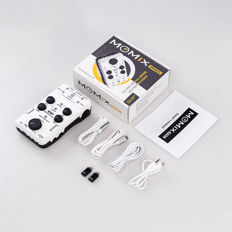 JOYO MOMIX PRO Guitar Sound Card 2 Stereo Input Audio-to-video Sync Audio Mixer for Recording and Live Streaming Outdoors