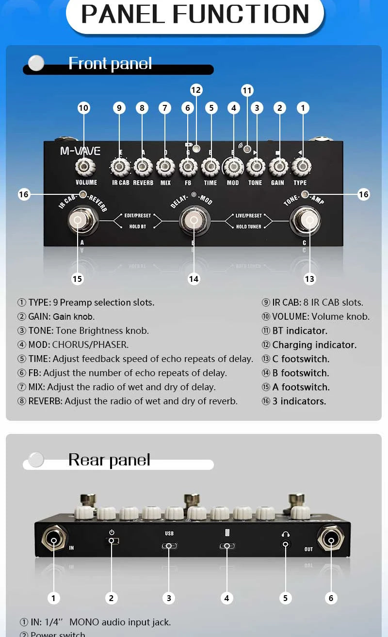 M VAVE CUBEBABY Delayed Multi-Effects  for Guitar/Bass/Acoustic with 8 Analog and Vocal Reverb Shaker Pedal