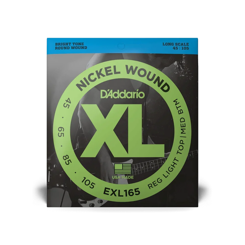 EXL165 Bass Guitar Strings - XL Nickel Bass Strings 45-105 Perfect Tune Consistent Feel Durability - For 4 String Bass Guitars