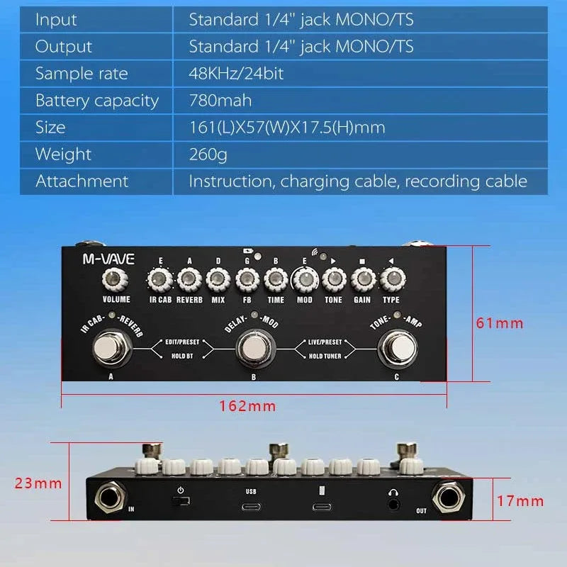 M VAVE CUBEBABY Delayed Multi-Effects  for Guitar/Bass/Acoustic with 8 Analog and Vocal Reverb Shaker Pedal