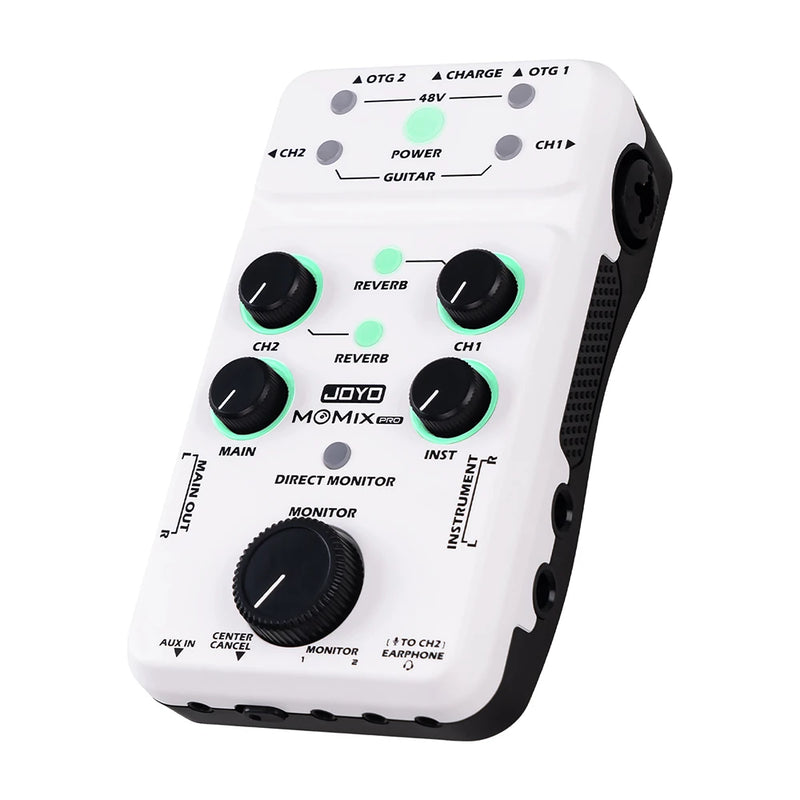 JOYO MOMIX PRO Guitar Sound Card 2 Stereo Input Audio-to-video Sync Audio Mixer for Recording and Live Streaming Outdoors